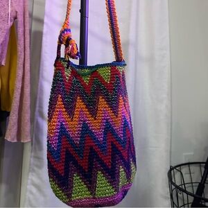 Vibrant Multicolor Crochet Shoulder Bag